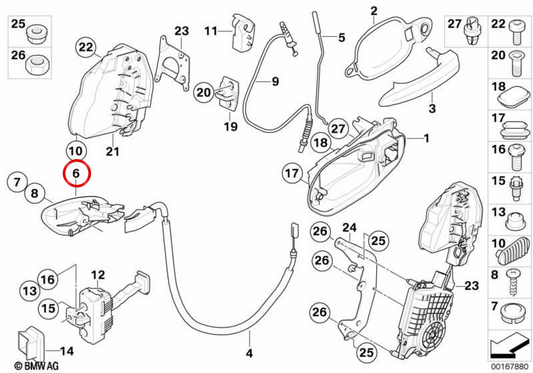 Poignée intérieure gauche OEM 51416974177 pour BMW E63, E64. BMW d'origine.