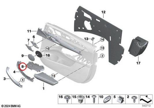 OEM 514169999285 Moule d'interrupteur Earlunal pour BMW G08. BMW d'origine.