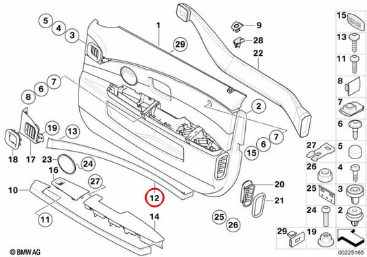 Stampo con guida alla luce per porta anteriore destra OEM 51417024310 per BMW E65, E66. BMW originale.