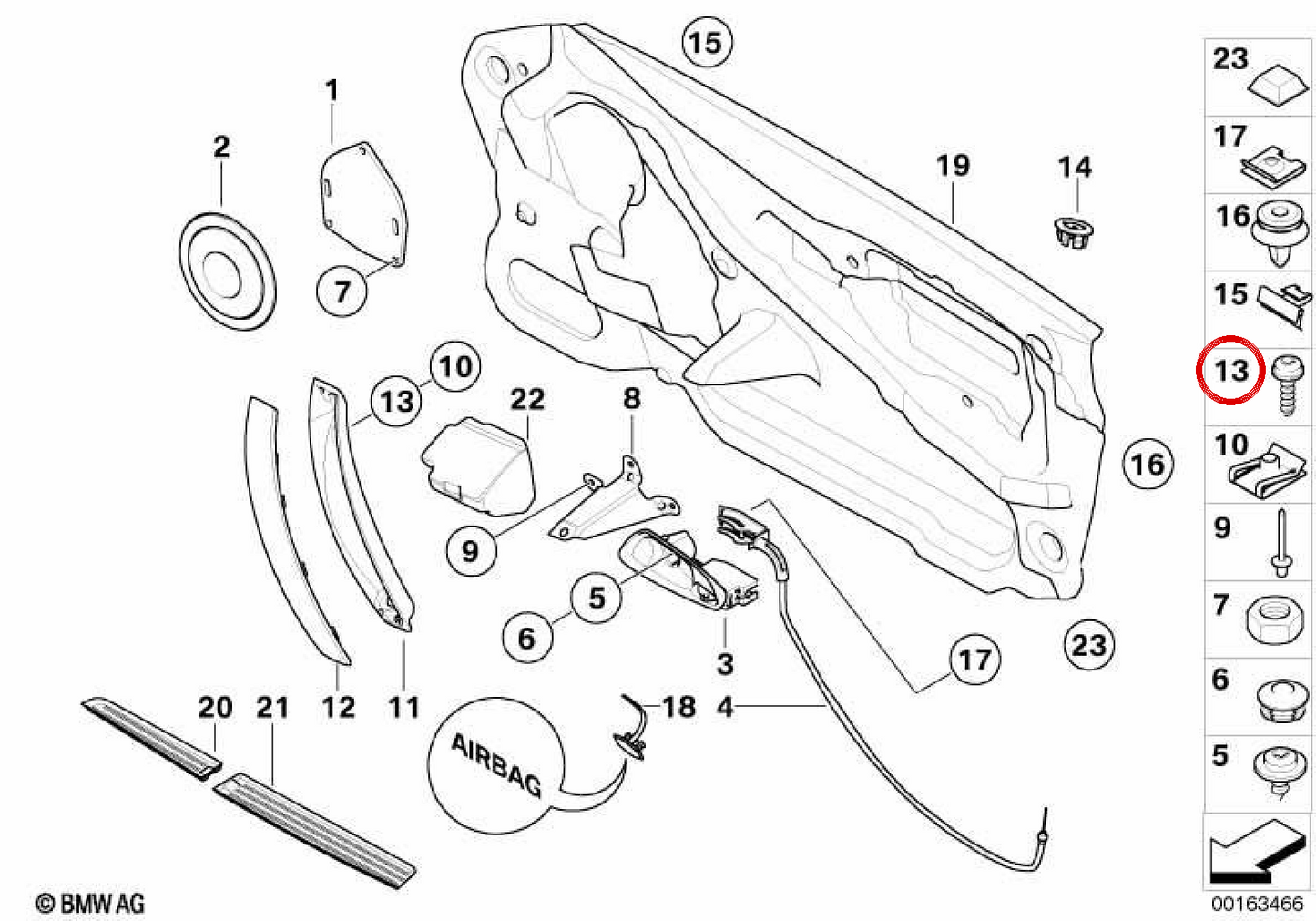 OM 514170988 Une vis de tête de risque pour BMW E88, E46, E93, E63, E64, E70, E71, E72, E85, E86 et Mini R56. BMW original et mini pièce.