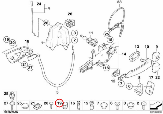 Tampa de acabamento da maçaneta interna esquerda OEM 51417147153 para BMW E87, E92, E93. BMW genuíno.