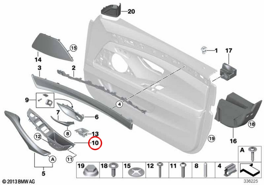 RIGHT DOOR INTERIOR OM 51417261934 FOR BMW F10, F11. Original BMW.