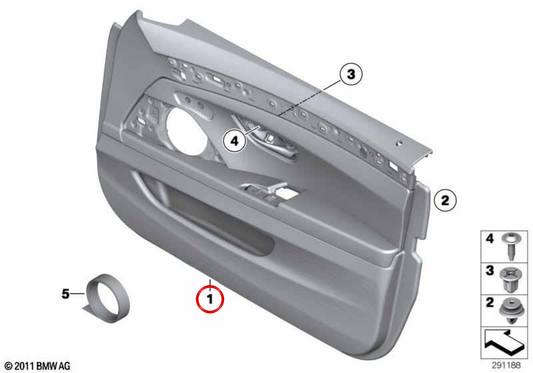 OEM 51417273054 Pannello della porta anteriore destra per BMW F10, F11. BMW originale.