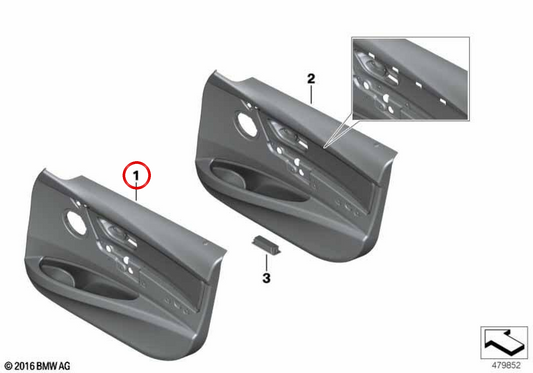 Panneau de porte d'entrée gauche OEM 51417279161 pour BMW F30, F31. BMW d'origine.