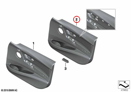 Pannello frontale sinistro OEM 51417279191 per BMW F30, F31. BMW originale.