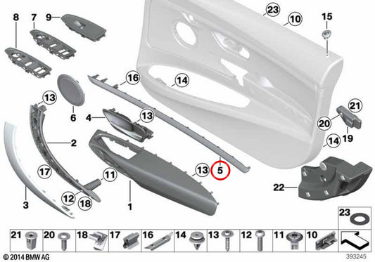 Modellatura anteriore destra OEM 51417315330 per BMW F34. BMW originale.