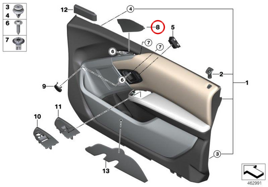 Innenabdeckung rechter Vordertürgriff 51417317566 für BMW i3 (I01). Original BMW.