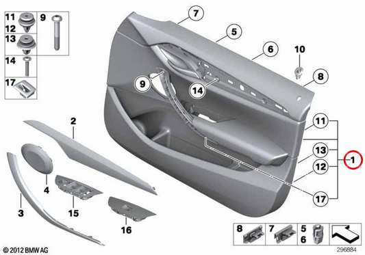 Left door panel OEM 51417327193 for BMW E84. Original BMW.