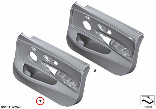 Painel da porta de couro dianteiro esquerdo OEM 51417347101 para BMW F36. BMW genuíno.