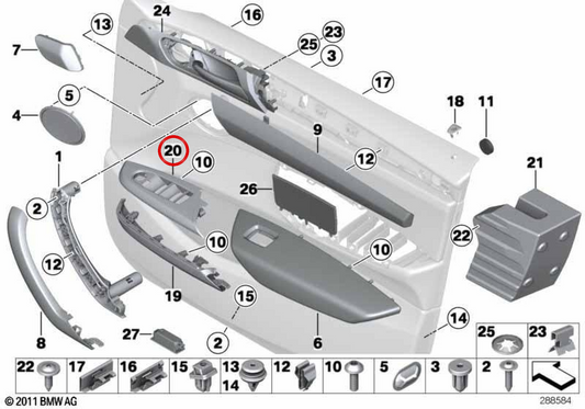 Emcellecador Central Console OEM 51417361313 für BMW F25 und F26. Original BMW.