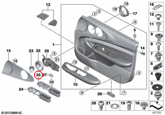 Maniglia per porta anteriore OEM 51417389107 per MINI Clubman F54, F54 LCI. MINI originale.
