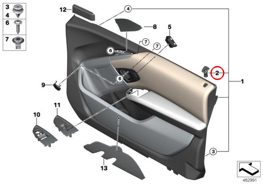 Embellecedor botón de cierre OEM 51417393772 para BMW i3 (I01). Original BMW.