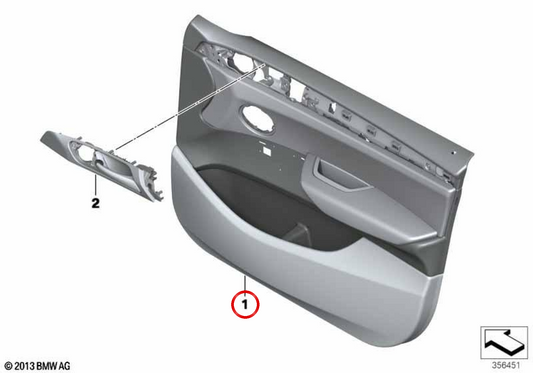 Pannello della porta anteriore sinistra OEM 51417394537 per BMW F25, F26. BMW originale.