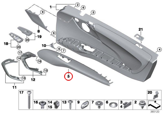 OEM 5141414427 left leather support for BMW I8 (i12). Original BMW.