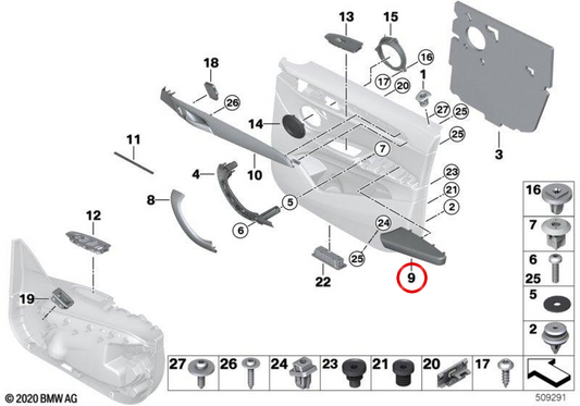 Support Izquierdo OEM 51417417529 for BMW F48, F49. Original BMW.