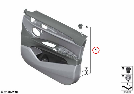 Pannello interno Sinistra OEM 51417438051 per BMW F48, F49. BMW originale.