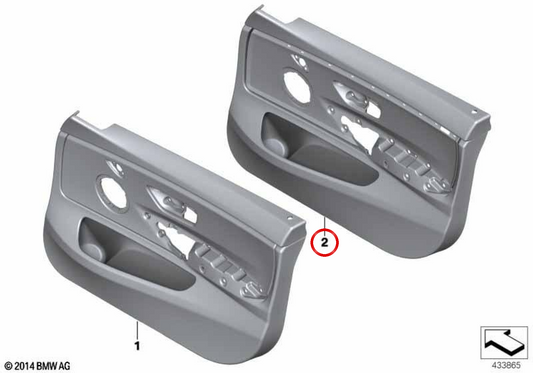 Panel de puerta de cuero delantero izquierdo OEM 51417464103 para BMW F36. Original BMW.