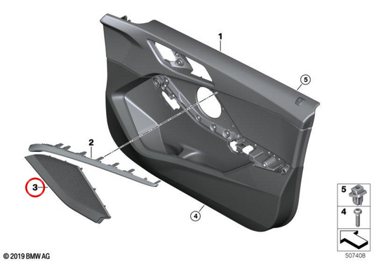 Altoparlante destro OEM 51417490232 per BMW F40, F44. BMW originale.