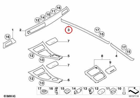 Embels incoraggia la porta destra OEM 51417900784 per BMW E92, E93. BMW originale.