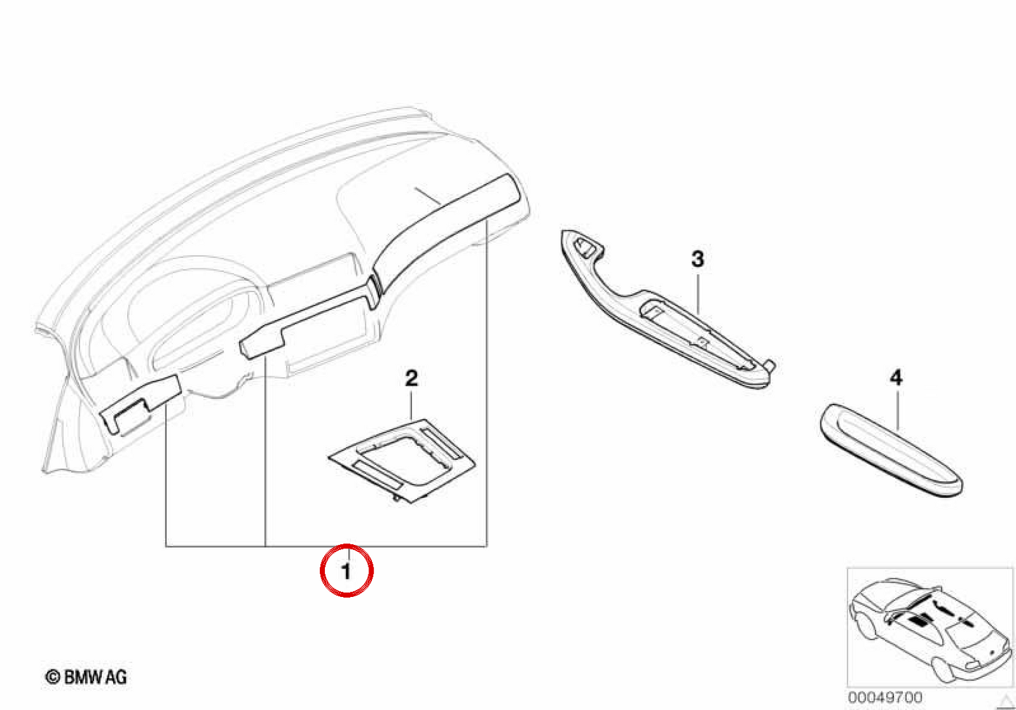 Innenarchitektures Spiel Black Cube OEM 51417902873 für BMW 3 E46 316CI -Serie, 318ci, 316ti, 318ti… und mehr. Original BMW.