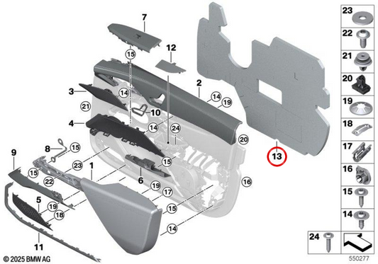 OEM 5141791065555555 -ies acoustic insulator for BMW G70. Original BMW.