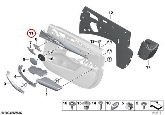Coperchio della porta d'ingresso sinistra per BMW G01, G02 (OEM 51417936699). BMW originale