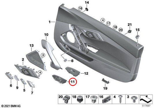 OEM 51417944297 L'interruttore del driver abbellisce per la BMW G29. BMW originale.