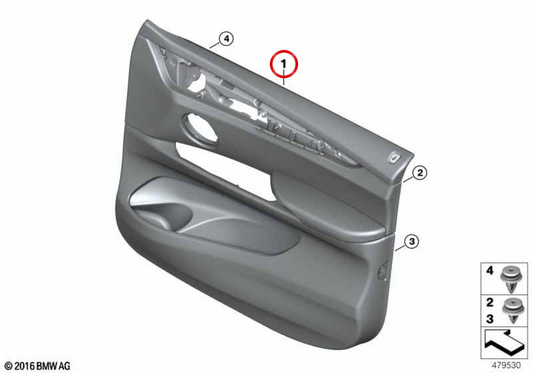 Wenn Sie die Vordertür innen OEM 51418065513 für BMW F85. Original BMW.
