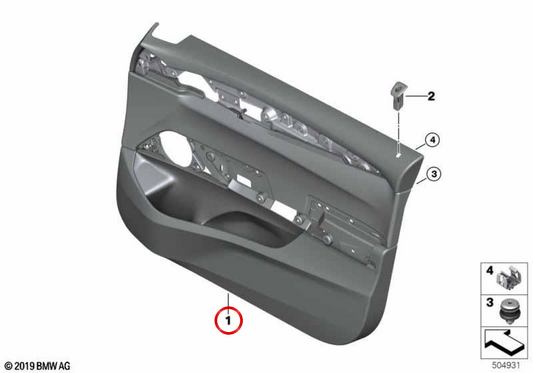OEM 51418091481 Panneau de porte d'entrée gauche pour BMW G32. BMW d'origine.