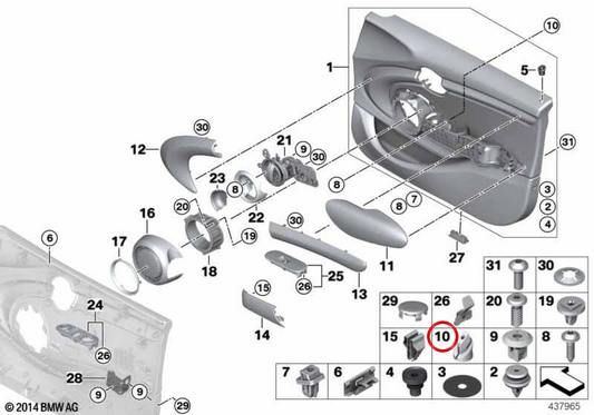 Écrou OEM 51418146797 pour BMW Série 3 E36, E46, X5 E70, F15, X6 E71, F16 et MINI F55, F56, F57, F66, F67... BMW et MINI d’origine