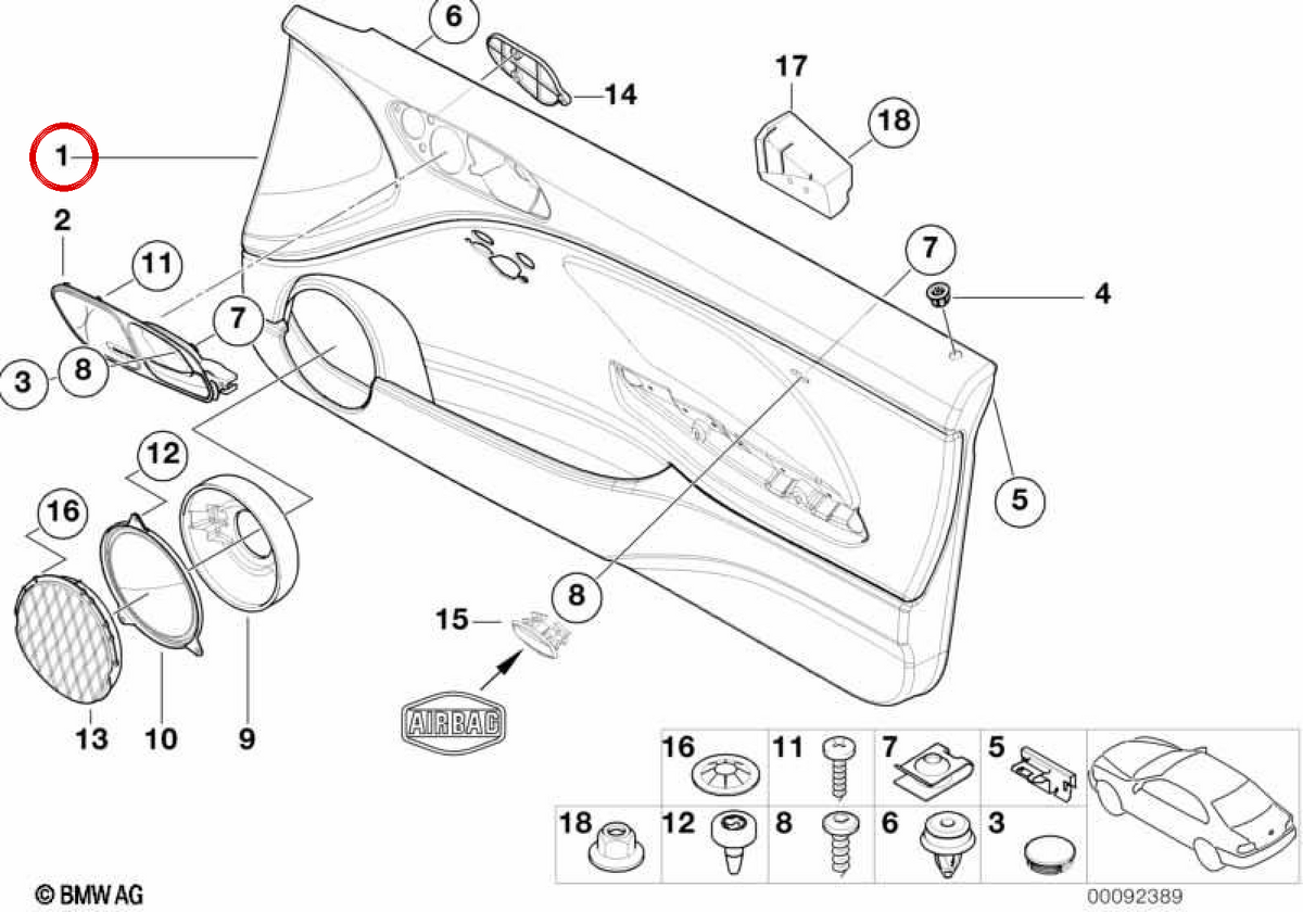 OEM 51418224079 Linkstürtafel für BMW E46. Original BMW.