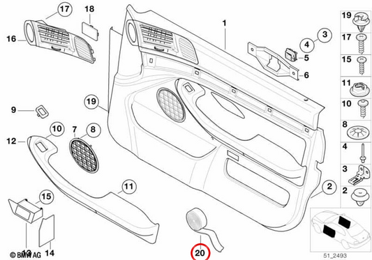 Cinta adhesiva OEM 51418224974 para BMW E39. Original BMW.