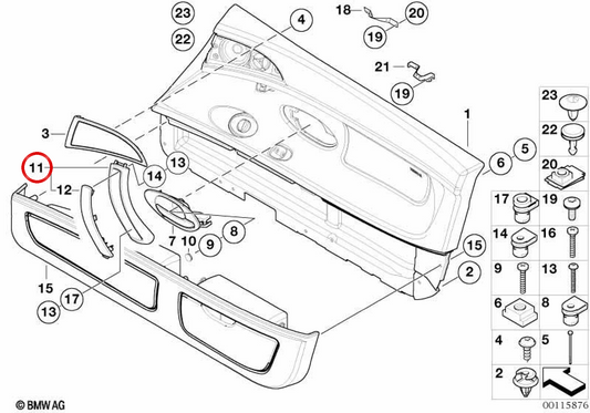 Maçaneta interna direita OEM 51418267972 para BMW E52 (Z8). BMW genuíno.