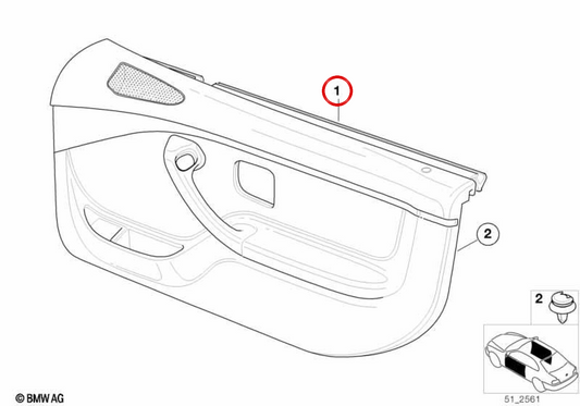 Painel interior da porta direita em couro OEM 51418407756 para BMW E36 e Z3. BMW genuíno.
