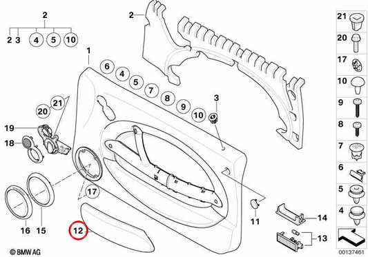 Apoio de braço esquerdo em couro OEM 51419124117 para MINI Cabrio R52, Cooper S R53... e muito mais. MINI originais.