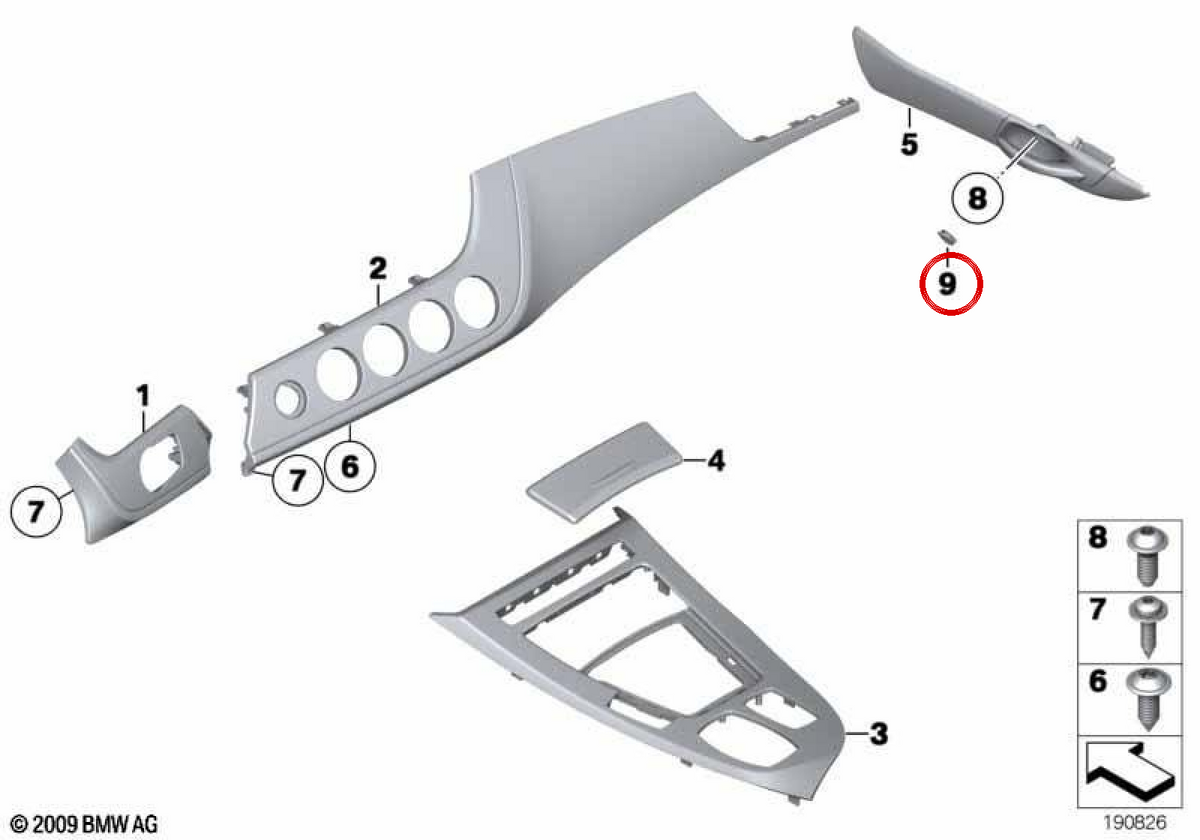Cap sinistra per BMW E89 (OEM 51419167013). BMW originale.