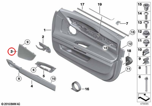 Altoparlante sinistro OEM 51419169093 per BMW F01, F02, F04. BMW originale.