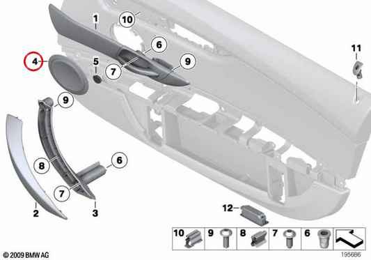 Capa de alto-falante OEM 51419186729 para BMW E89 Z4. BMW genuíno.