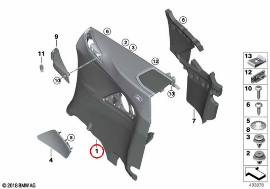 Panel lateral derecho OEM 51419461716 para BMW G14. Original BMW.