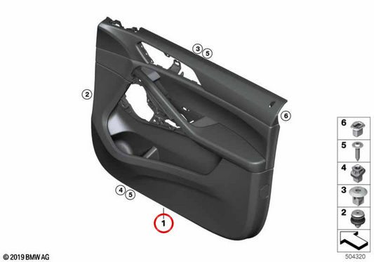 Innenräume rechter Tür Panel OEM 51419474014 für BMW G06. Original BMW.