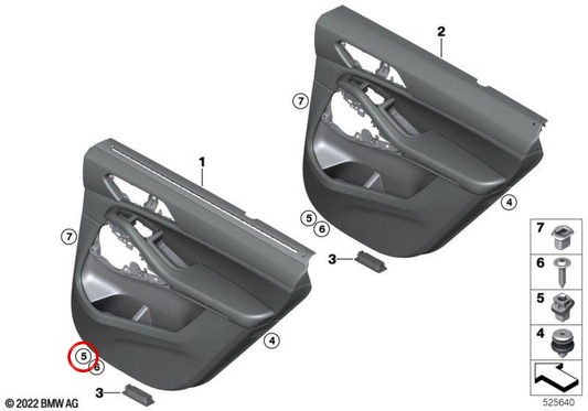 Porca de inserção OEM 51419483759 para BMW G68, G05, G18, F95, G06, F96, G07, G09, I20. BMW genuíno.