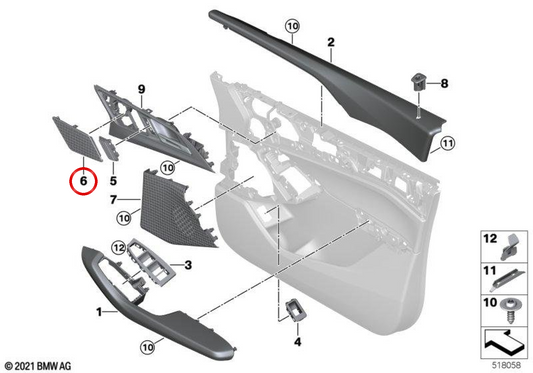 Grade do alto-falante do tweeter da porta dianteira esquerda OEM 51419483775 para BMW U06. BMW genuíno.
