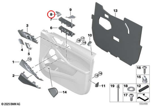 Oben linke Abdeckung OEM 51419493705 für BMW G06. Original BMW.