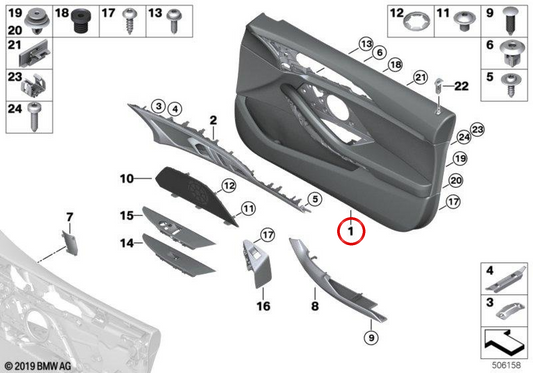 Panneau de porte droite OEM 51419892574 pour BMW G16. BMW d'origine.