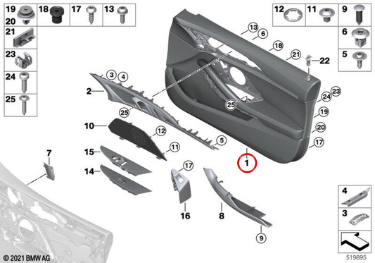 OEM right door panel 51419892576 for BMW G16. Original BMW.