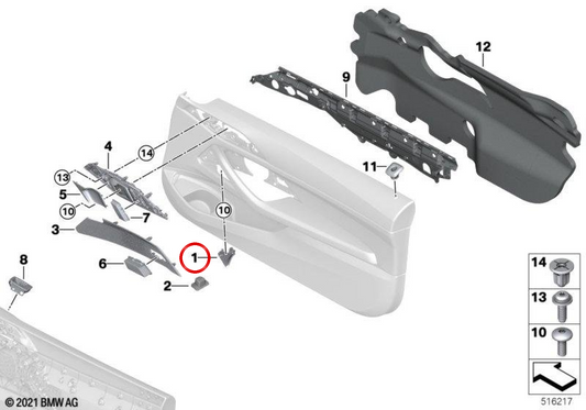 Tapa embellecedora derecha OEM 51419892850 para BMW G22, G23, G82, G83. Original BMW.
