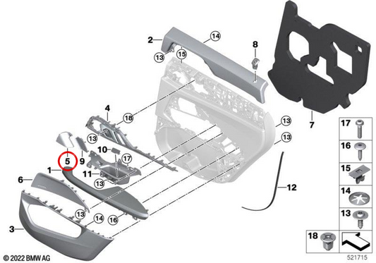 Grill de haut-parleur aigu à droite pour la série BMW 4 G26 (OEM 51425A47A96). BMW d'origine