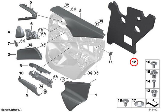 Rechts akustisches Fleece OEM 51425A6E9D8 für BMW X3 (G45) 06/2023–03/2025. Original BMW.