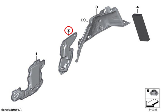 Isolation phonique de porte arrière gauche OEM 51425A91410 pour MINI Aceman J05. MINI d'origine.