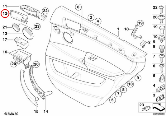** Acabamento da maçaneta da porta traseira esquerda OEM 51426973739 para BMW E70, E71. BMW original.**